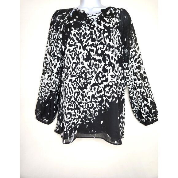 Laurie Felt Tops - Laurie Felt Los Angeles Black White Abstract Leopard Print Tunic XS Mob Wife